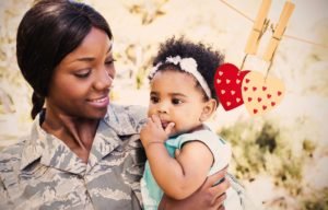 Military mom with toddler daughter